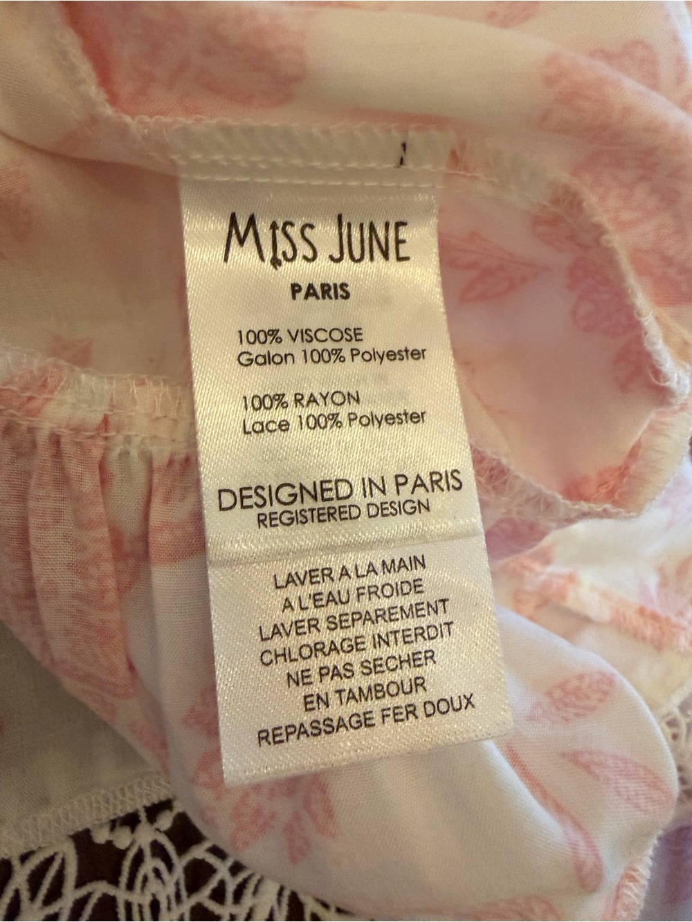 Miss June Paris Light Pink & White Floral Eyelet Long Sleeve Dress - Picture 6 of 6